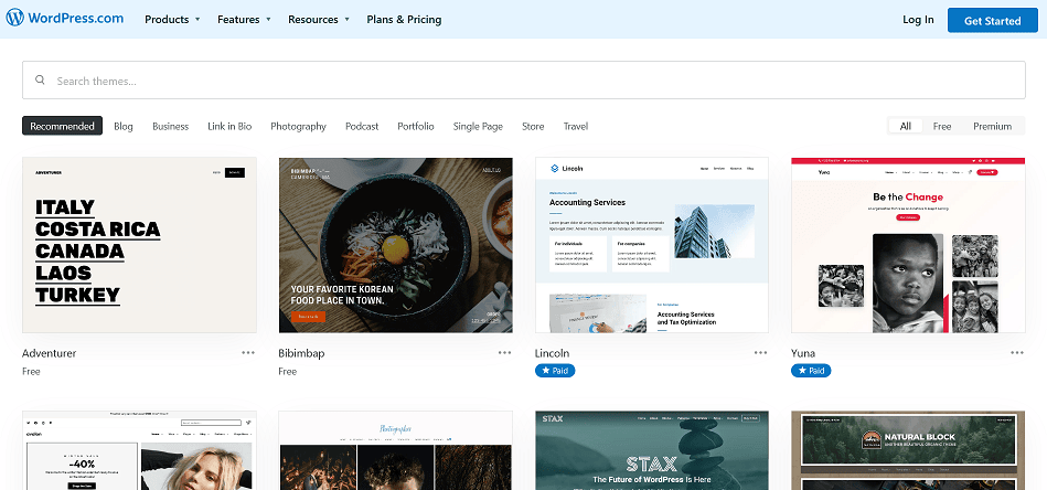 wordpress theme homepage