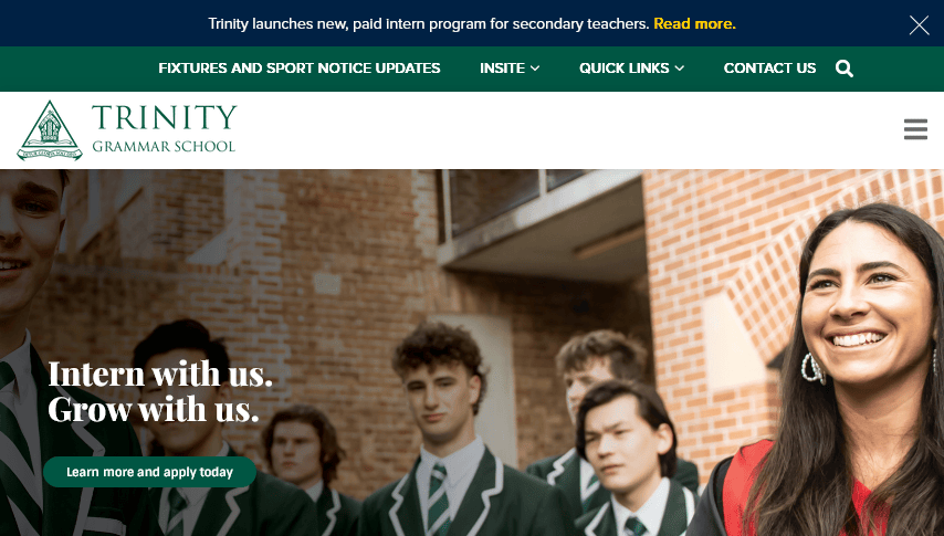 Trinity Grammar School website design