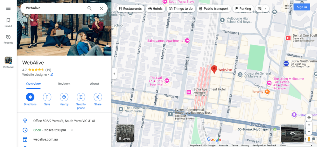 WebAlive on Google Maps